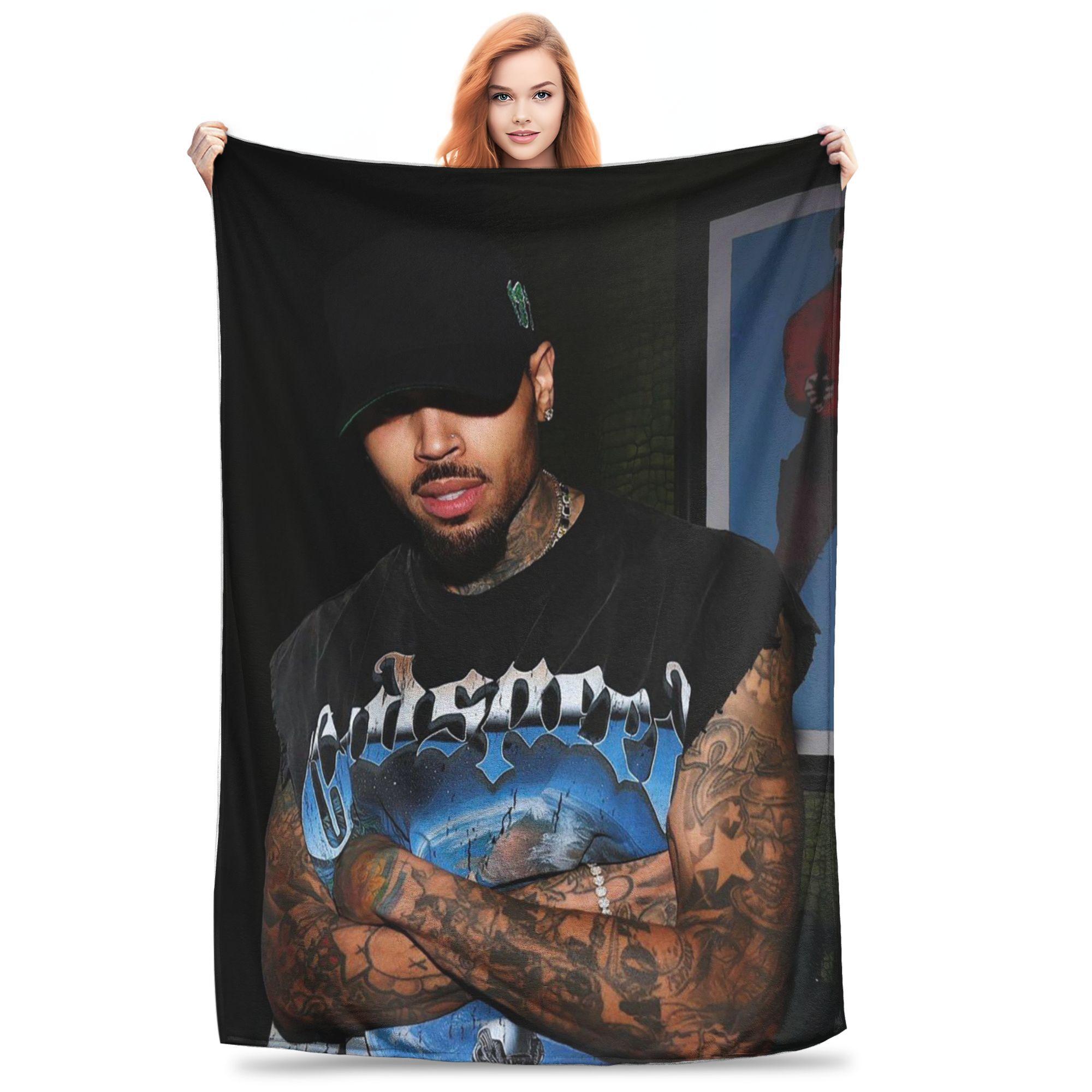 

Chris Brown Homage 90s Hip Hop Rapper Blankets Multi-function Fleece Sofa Throw Blanket for Home Bedroom Throws Bedspread Quilt 80x120cm