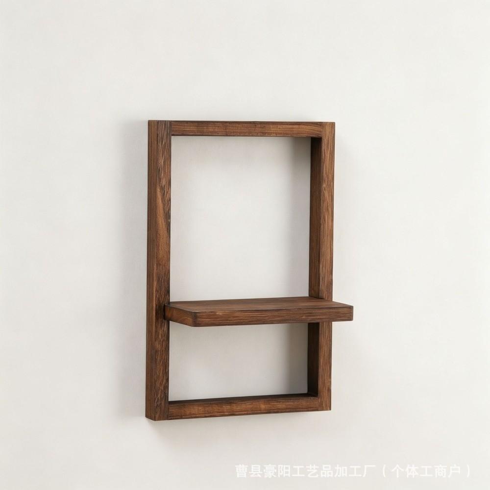 Decorative Wooden Wall Shelf Square Storage Rack Versatile Plant Display Rack Flower Vases
