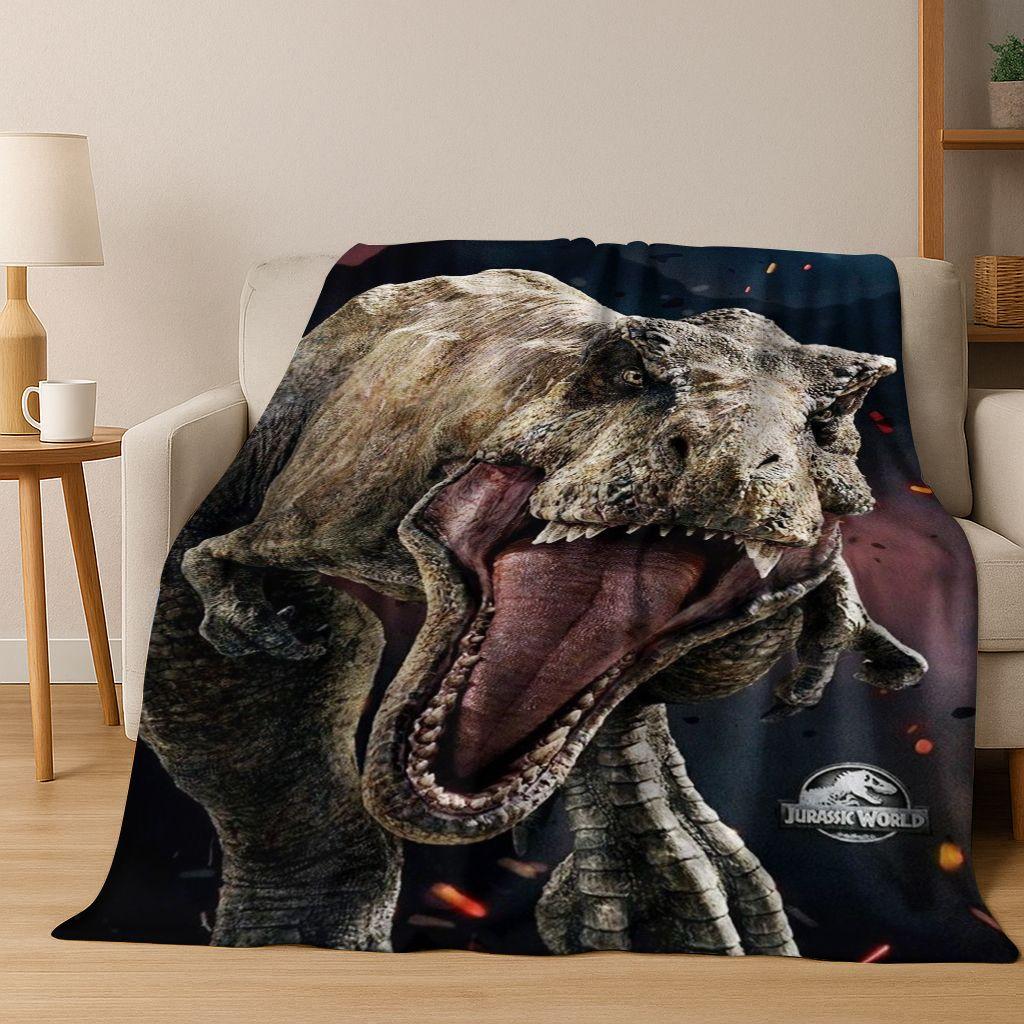 Classic Jurassic Park Dinosaur Movie Tyrannosaurus Rex Flannel Blanket,Cozy Soft Throw Blanket for Home Bedroom Bed Sofa Cover