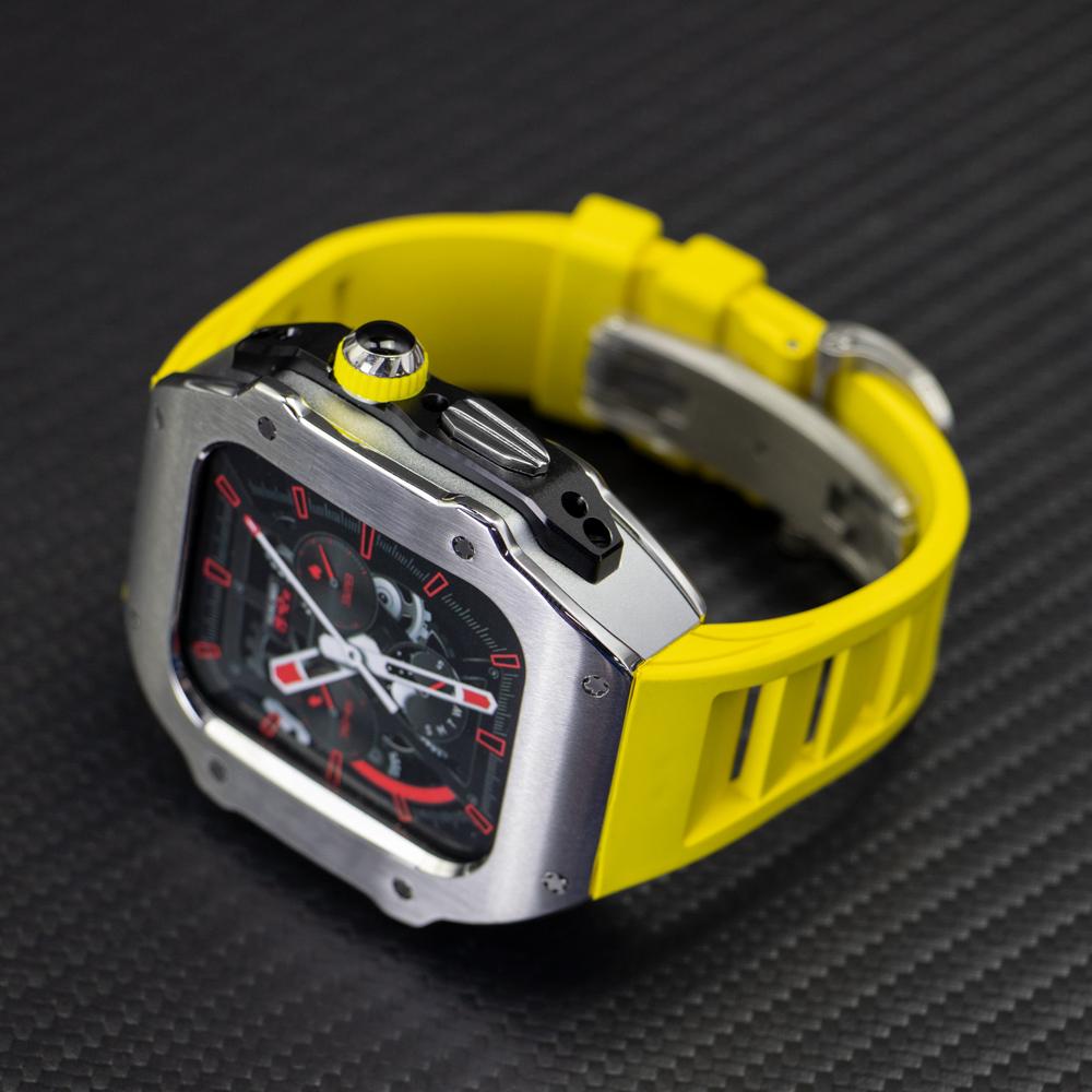 Stainless Steel Modification Kit For Apple Watch 8 Ultra 49mm 7 6 5 4 SE 44MM 45MM Case Sport ONLY Band iWatch Rubber Refit Mod