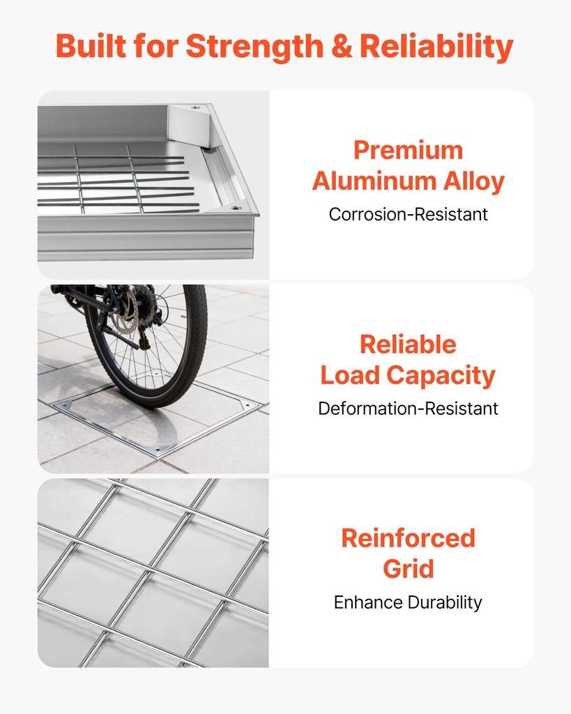 Manhole Cover with Frame, 500 X 500mm Invisible Recessed Septic Tank Access Covers, Aluminum Alloy Embedded Drain Channel Inspection Cover for