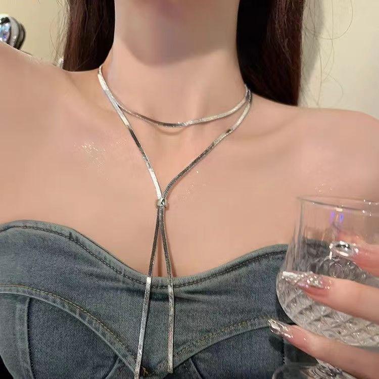 Butterfly Necklace Pull Long Sweater Chain Light Luxury Niche Breast Chain High Sense Neck Chain Spring and Summer Accessories Collarbone Chain Women