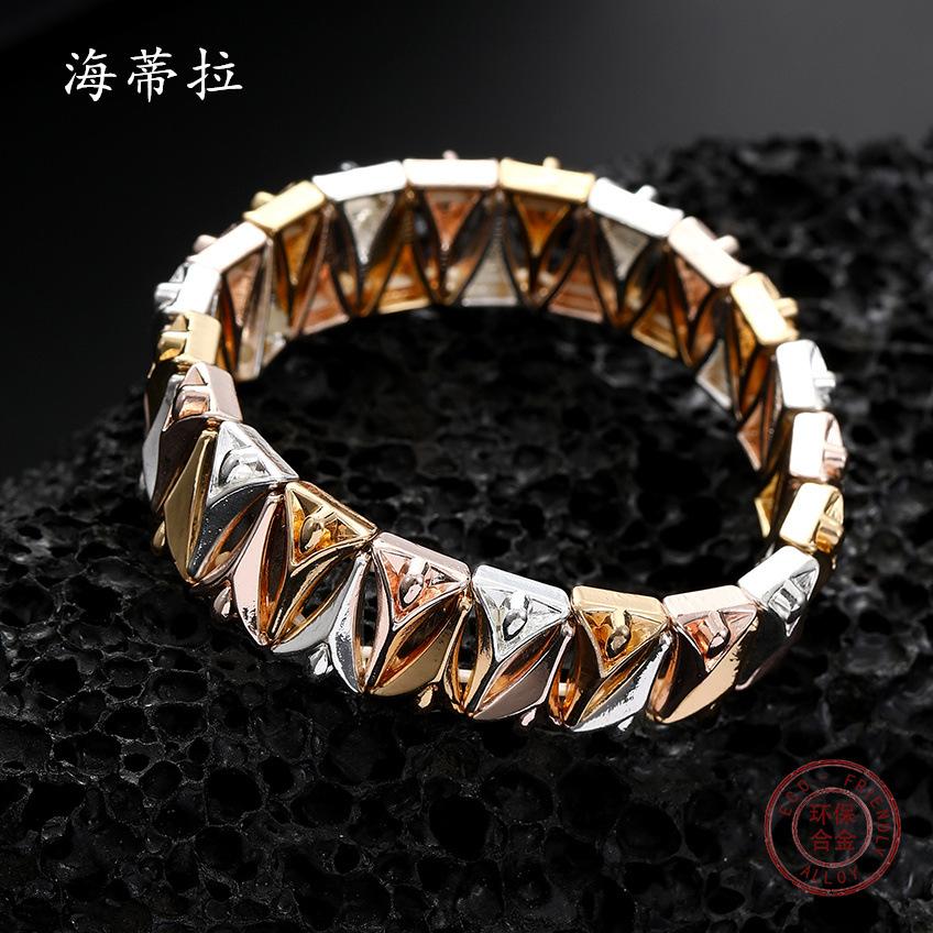 New Three-color Angel Splicing Environmentally Friendly Alloy Elastic Bracelet, Versatile Jewelry