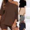 2026 Summer Loose Fit Solid Color Casual T-shirt & Shorts Set for Europe & America