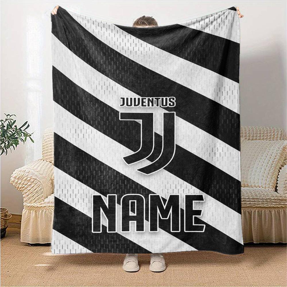 Custom Name Juventus Football Club Theme Printed Blanket Perfect For Couch Bed Travel Outdoor Use Machine Washable Cozy Durable