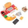 Cash Register Toy for Kids with Checkout Scanner Play Food Set Play Calculator Credit Card Rder Voice Broadcast Pretend Cash Register