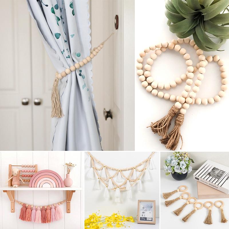 6mm 8mm Handmade Wooden Beaded Unprocessed Natural Wood Beads Bulk Beaded Garland Lace Jewelry Making DIY Farmhouse Decor