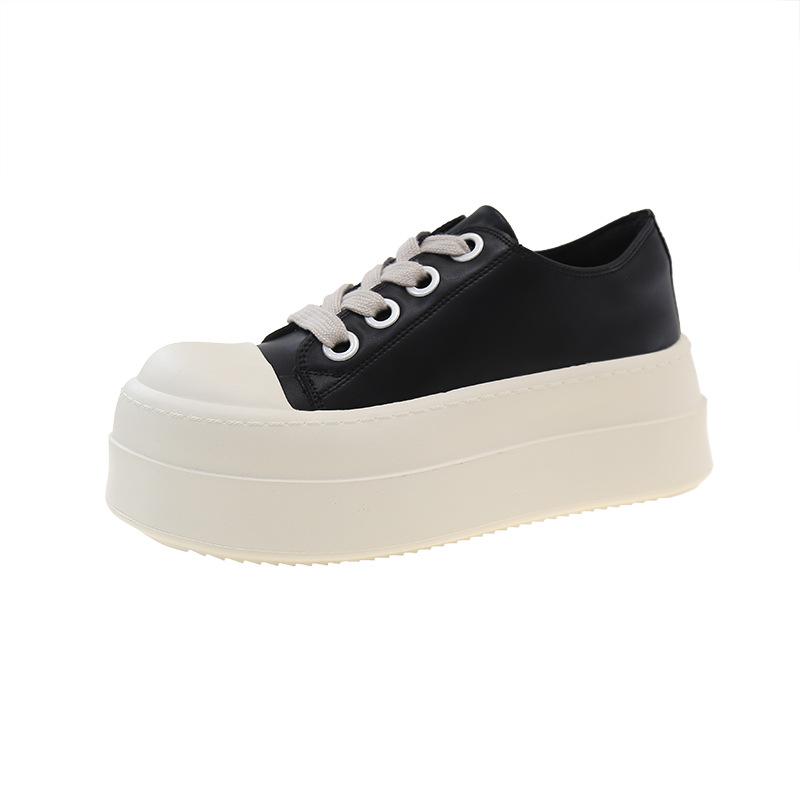 Versatile Ugly Cute Round Head Platform Popular Muffin Canvas Shoes Women's 2025 Spring New Big Head Casual Board Shoes Trend