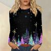 Women's Fashion Casual Christmas Printed Round Neck Long Sleeve Pullover Top