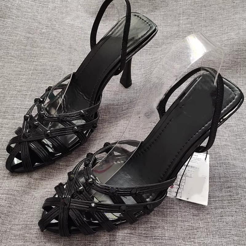 Fashion Sexy Gold Narrow Band High-heel Sandals Women Luxury Rhinestone Decorated Brand Designer Shoes Cozy Elegant Evening Dress Shoes