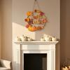 Maple Leaf Pumpkin Ornament Autumn Harvest Wooden Wreath Pendant, Front Door Hanging Ornaments with Hemp Rope, Natural Wood Seasonal Sign Pumpkins