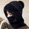Winter Warm Fleece Lined Knit Hat Thermal Cashmere Integrated Pullover Hat Casual Fur Beanies Cap