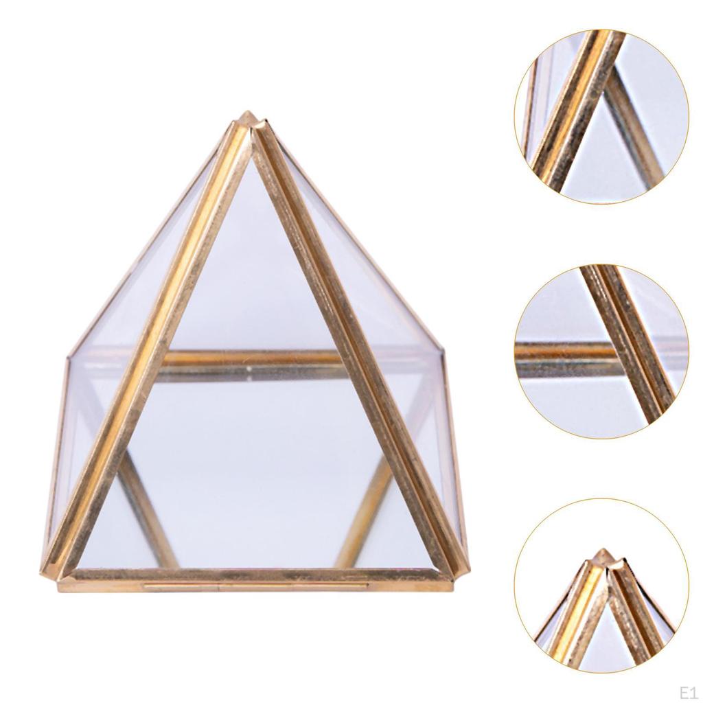 Schmuckschatulle aus Glas Dekoratives Geschenk Modern Geometrisch Staubdicht Vitrine Andenken für
