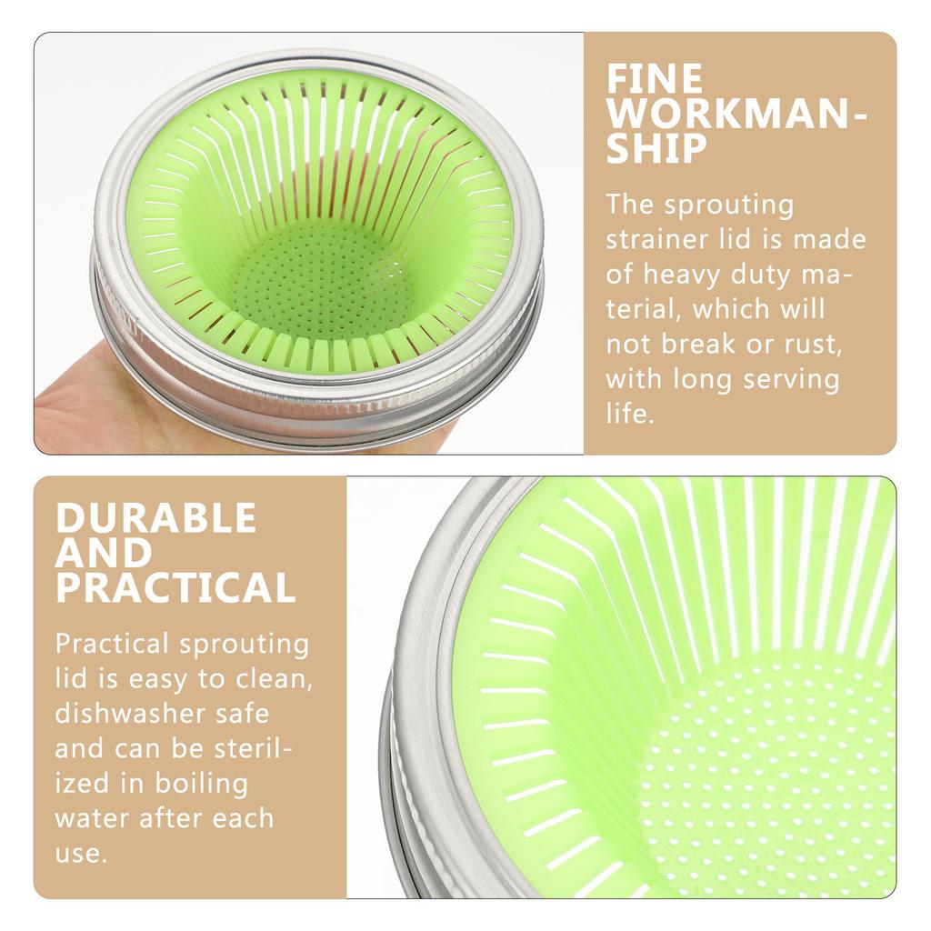 2Pcs Mason Jar Lids Sprouting Caps Heavy Duty Wide Mouth Jar Screen Lid for Home Sprout Maker Bean Sprouting Covers Dishwasher
