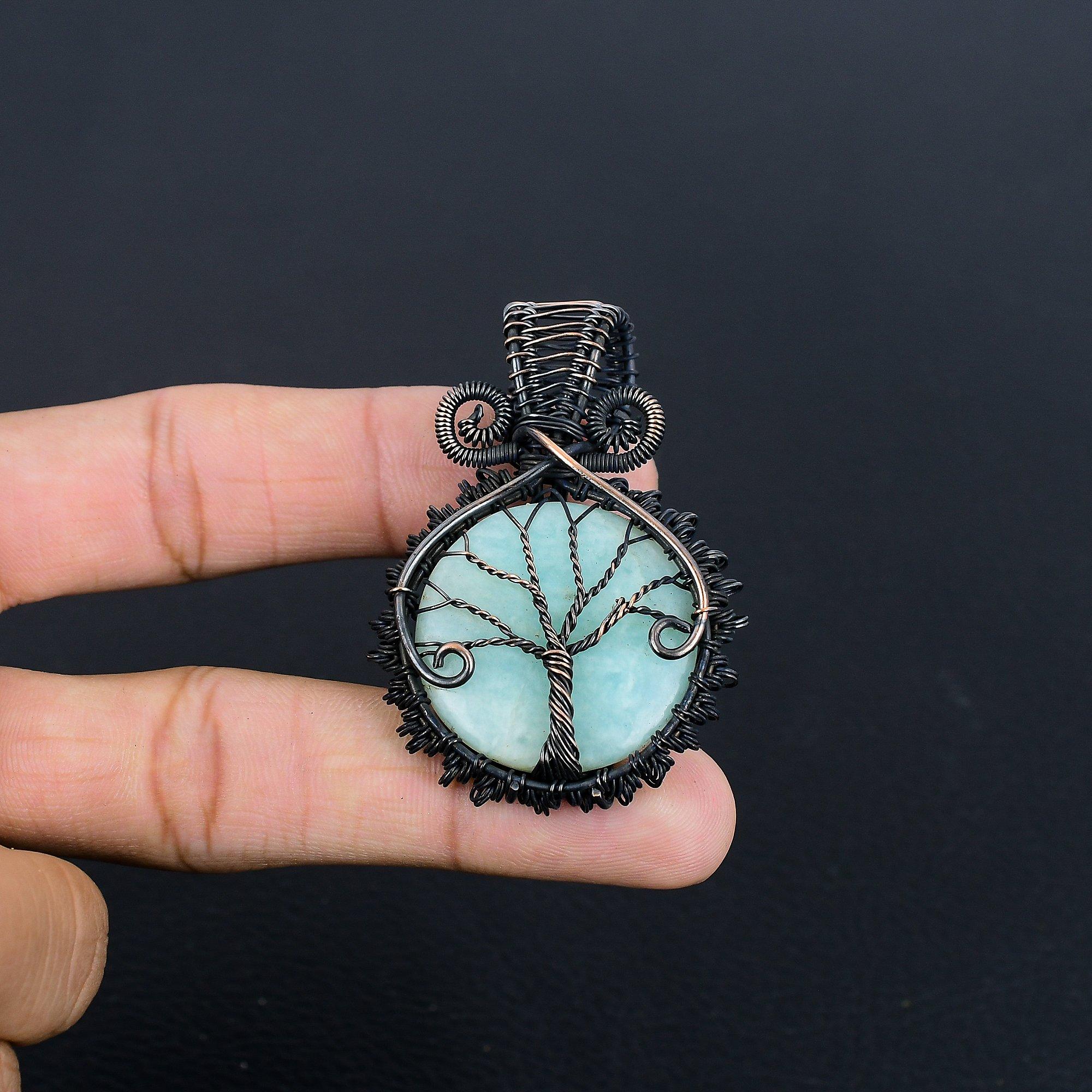 

Кулон из амазонита, кулон, обернутый медной проволокой 999 пробы, украшения из драгоценных камней ручной работы, подарки для жены, совершенно новый кулон 2.57 Inches