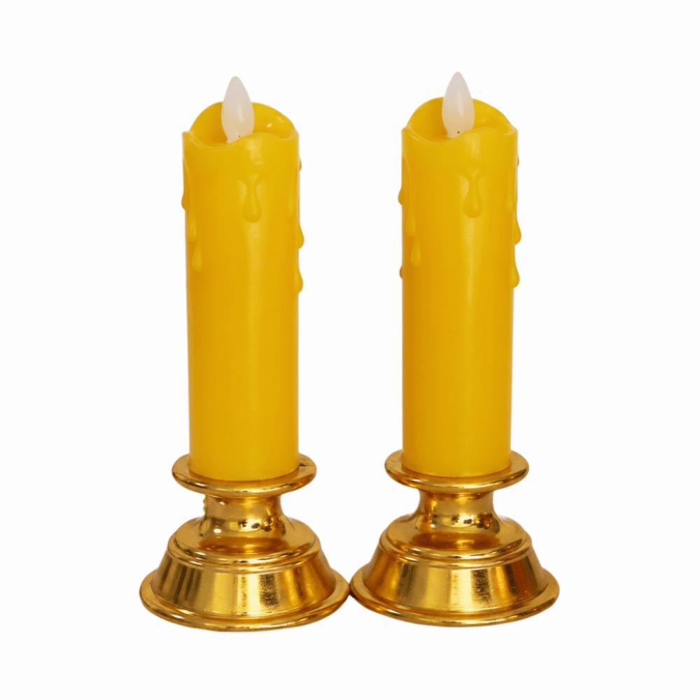 2Pcs Creative Electronic Candle Light Cordless Decorative Warm Glowing Candles with Light String Portable Simulated Candle Light