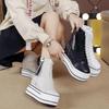 Modne damskie buty na platformie, designerskie oryginalne buty sportowe damskie high-top, botki do kostki skórzane na grubej podeszwie sznurowane zapinane na zamek
