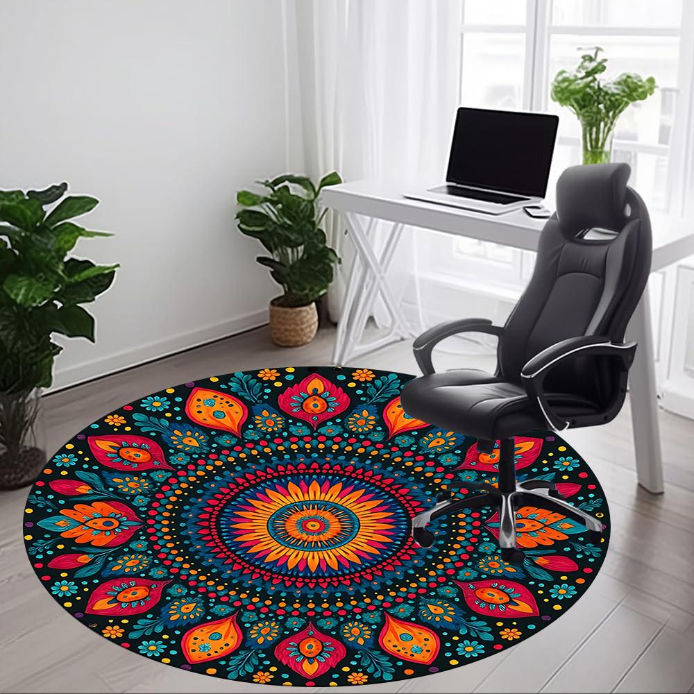 1PC Mandala Artwork Chair Carpet for Office Non-Slip, Lightweight, Machine Washable Rug for Office, Sleeping, Room - Holiday Decoryy251009127