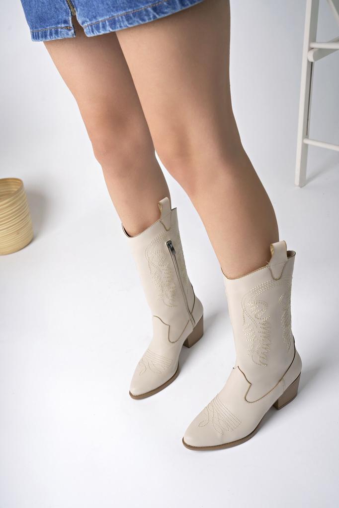 Women Modern Stylish Fashion Boots Boots Faux Leather Suede Tan Suede Embroidered New Season Cowboy Boots