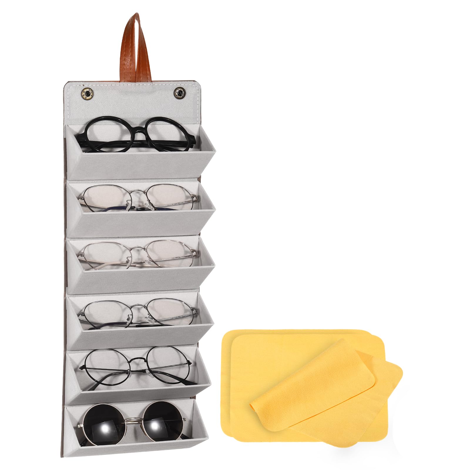 

Солнцезащитные очки Дорожный чехол для хранения очков для нескольких пар складных солнцезащитных очков Портативный органайзер на 6 отделений, Футляр, Очки, Коричневый [PATIKIL],