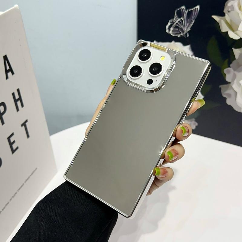 

Однотонный тонкий глянцевый чехол для телефона iPhone 16 Pro Max 15 14 Pro 13 12 11 TPU мягкий противоударный защитный бампер для объектива iPhone 11 серебряный