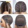 FREEDOM Straight Synthetic Lace Front Wigs For Women 24 Inches Long Lace Wig With Bangs Ombre Brown Blonde Highlight Cosplay Wig