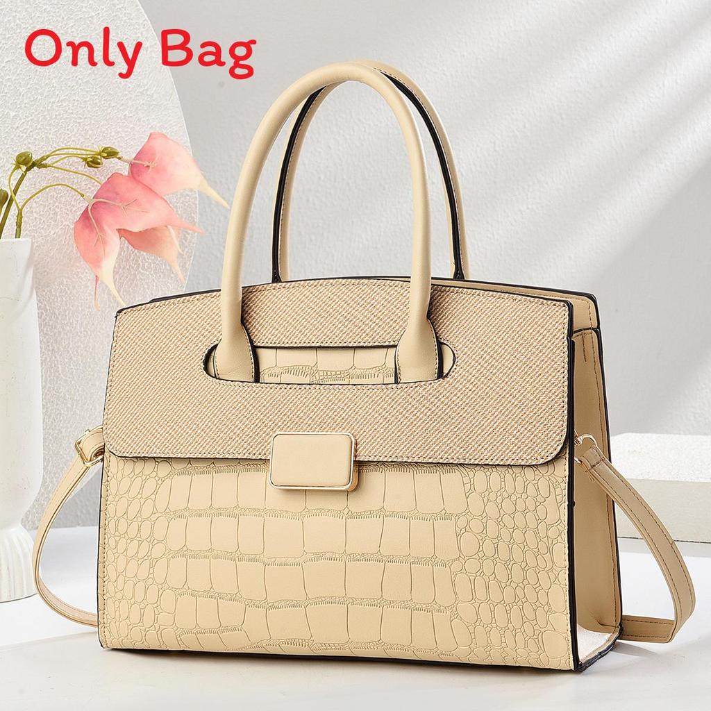 Pu Stone Pattern Tote Bag With Zipper Closure For Daily Use