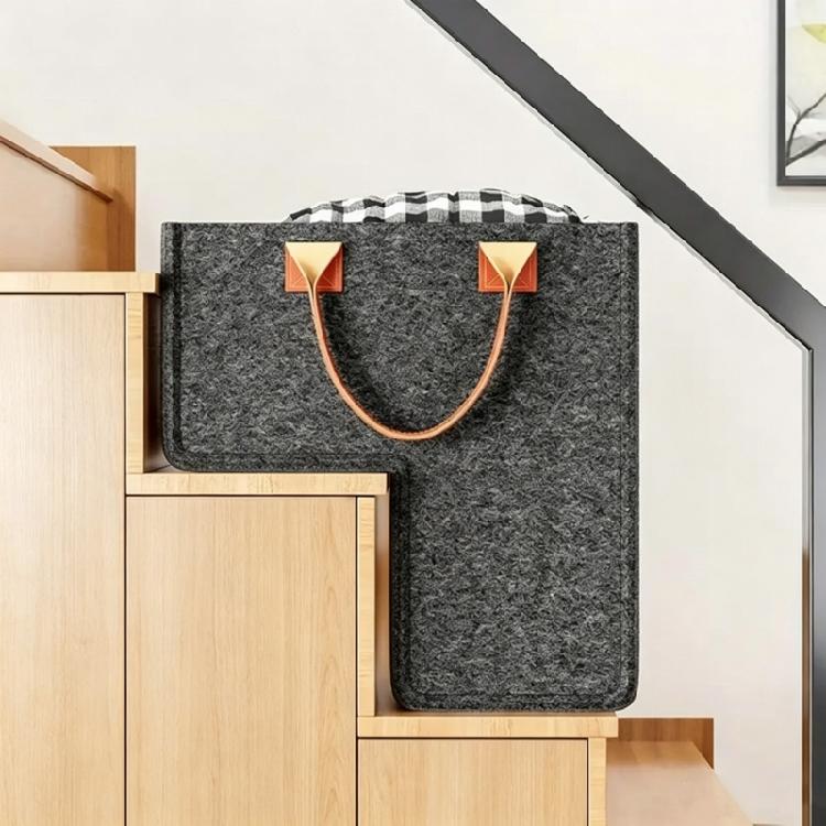 2PCs L Shape Nonwoven Storage Baskets for Stairs Perfect Space Utilization Organizers for Home Office Laundry Room