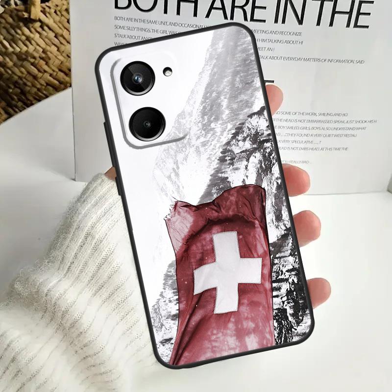 Switzerland Swiss Flag For Realme GT Neo 5 GT5 9 10 11 12 Pro Plus C30 C31 C33 C35 C25s C21Y C51 C55 C67 C53 Case