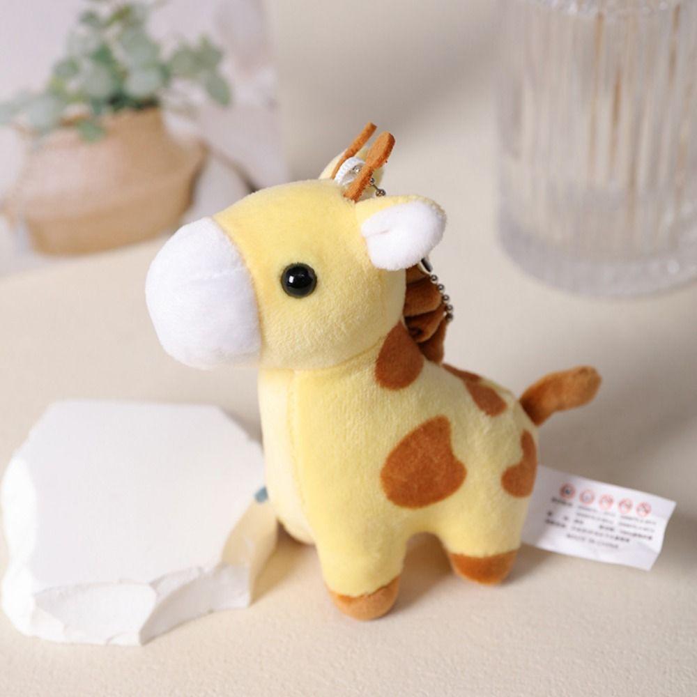 Stuffed Animal Giraffe Pendant Horses Plush Donkey Small Doll Lovely Horse Key Ring  Kids Toy