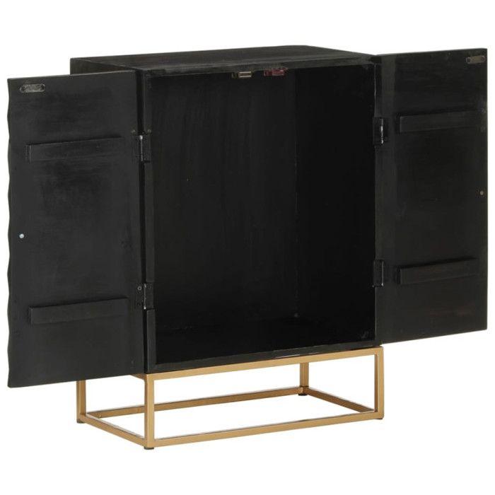 VidaXL Buffet Noir 55x34x75 cm Bois massif de manguier et fer 351679