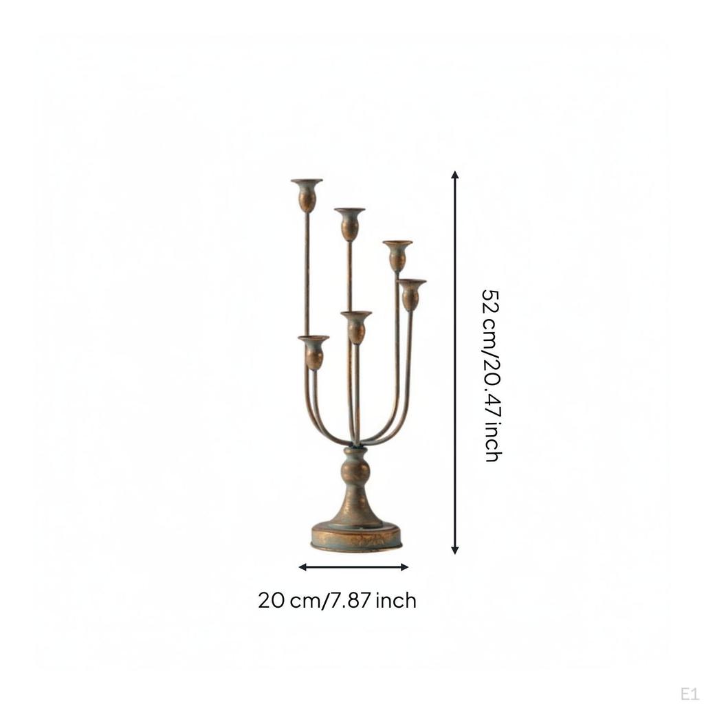 sixArm Candle Holder Traditional 6Arm Candelabrum Metal with Cups for Dining Tables,