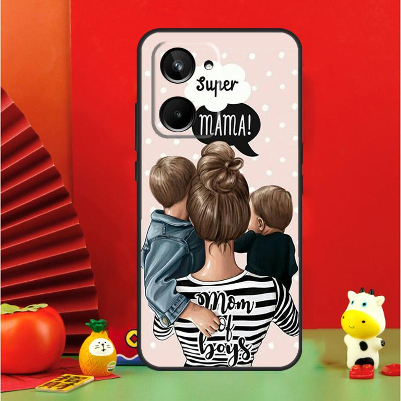 Beautiful Mother Daughter Son For Realme 10 11 12 13 14 Pro Plus 15 GT7 Pro GT6 C65 C67 C63 C61 C55 C51 C53 C35 C75 Case