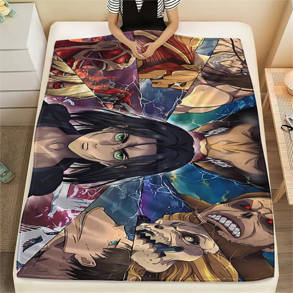 1PC Attack On Titan Print Flannel Blanket, High Quality All Seasons, Home Decor, Warmth and Comfort, Perfect for Christmas Gifts