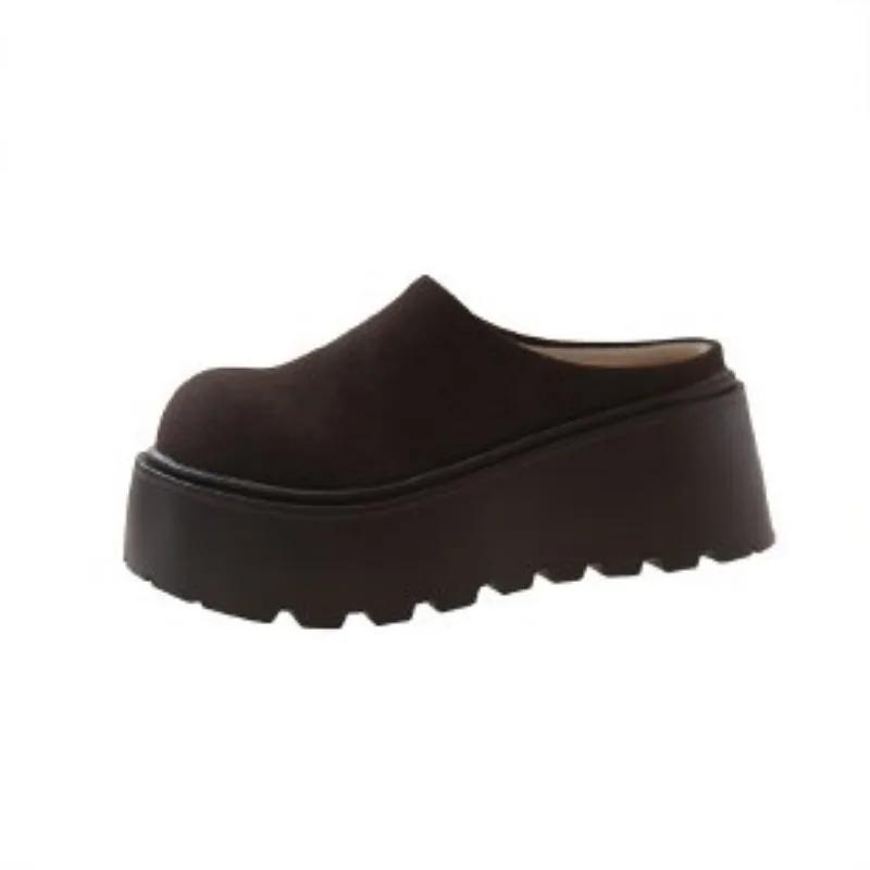 

Брендовые женские туфли Baotou женские тапочки модные повседневные тапочки с круглым носком женские распродажа короткие плюшевые тапочки на платформе 37