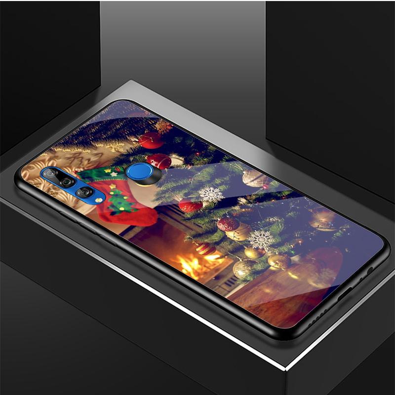 Merry Christmas Tempered Glass Phone Case For Huawei Honor 8X 9 10i 20i 20Lite 20Pro 30 Pro Cover Shell