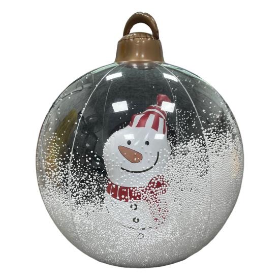 Boule de Noël Gonflable Transparente avec Lumières Décoration de Noël Extérieure en PVC Ornement Flocon de Neige Rempli de Mousse Fausse Boule de Cristal pour Décor Festif