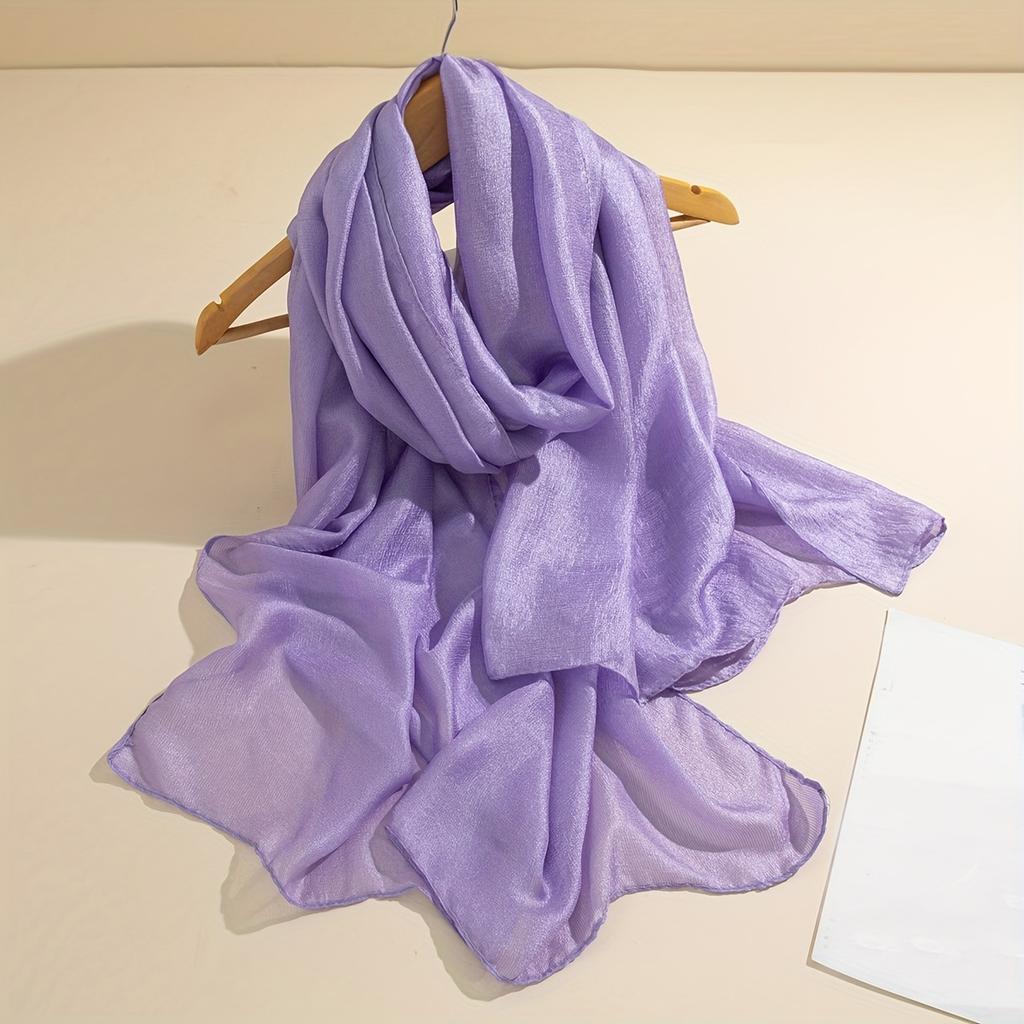 Fluffy Gauze Long Scarf Hijab Solid Color Simple Elegant Shawl Women Turban Windproof Head Wrap Travel Beach Towel