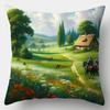 Single Sided Printed Cushion Cover Pastoral Soft Polyester Fabric Living Room Sofa Bedroom Bedside Decorative Pillowcase