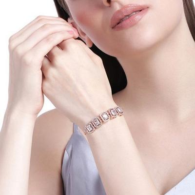Women's Octagonal Bracelet Rose Gold Plated with CZ Ossum