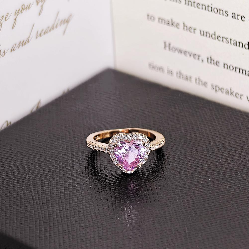 2024 Heart Shape Pink Silver Color Cute Fashion Promise Ring for Women Girl Party Gift Finger Free Shipping Items Korean R1707