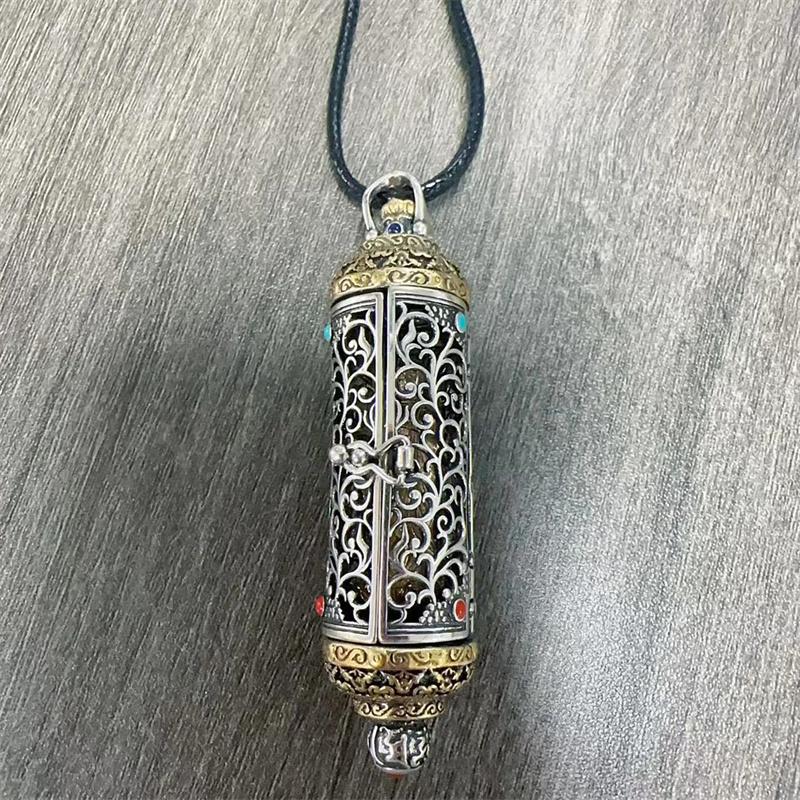 Collar Vintage Rey del Infierno Bodhisattva para Hombre Colgante de Doble Puerta que se Puede Abrir Collar Creativo Hueco Amuleto Masculino