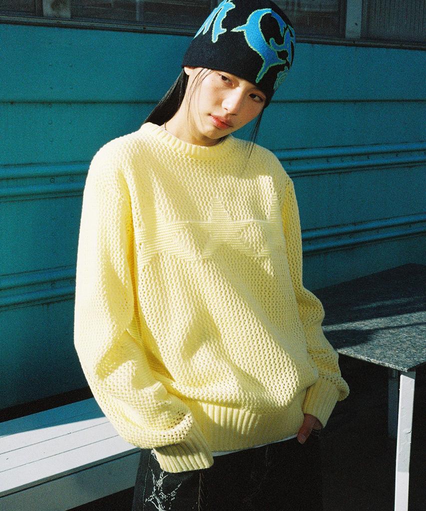 CAVISH Mesh Star Knit Sweater Yellow(Cv2Fsuk601A)