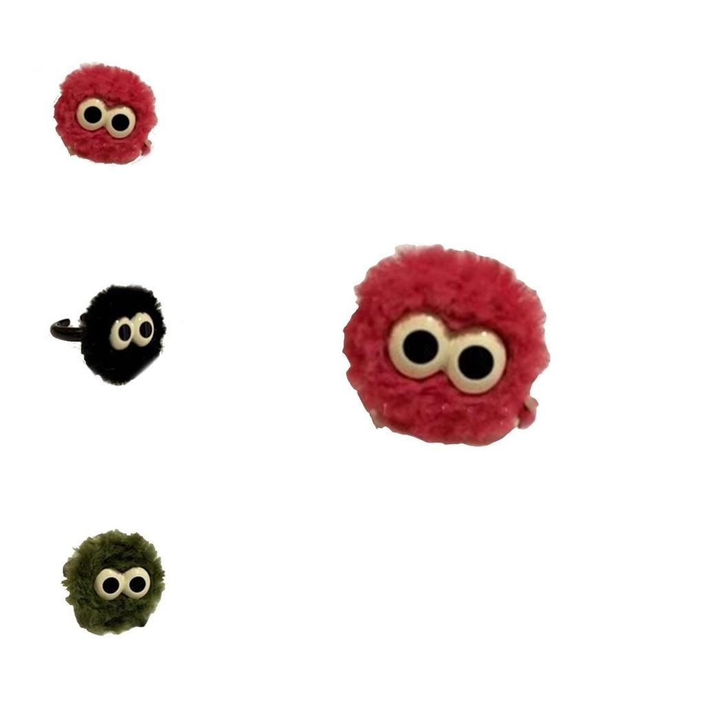 Cute Fluffy Ball Ring For Women Unique Cartoon Design Handmade Geometric Shape Fashionable And Personalized Finger Ring