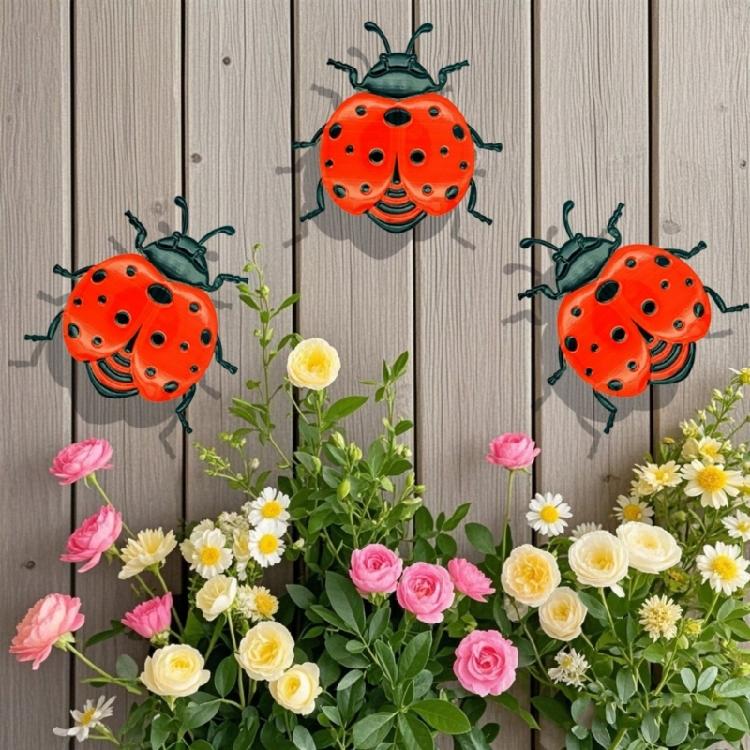 Iron Butterfly Honeybees Ladybugs Metal Wall Art Weather Proof Garden Homes Decors Handmade 3D Insect Sculpture