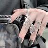 Doppelkettiger Fingerring, Verstellbarer Ring für Damen Herren, Street Style Stapeldesign Ring, Dunkler Ästhetischer Schichtring