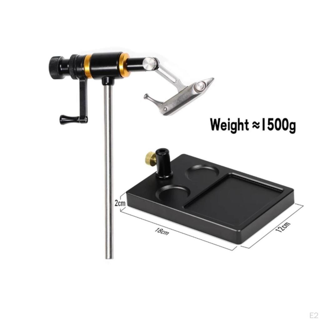 Rotary Fly Tying Vise Weighted Base Full Rotation Adjustable Arm Clamp Silver
