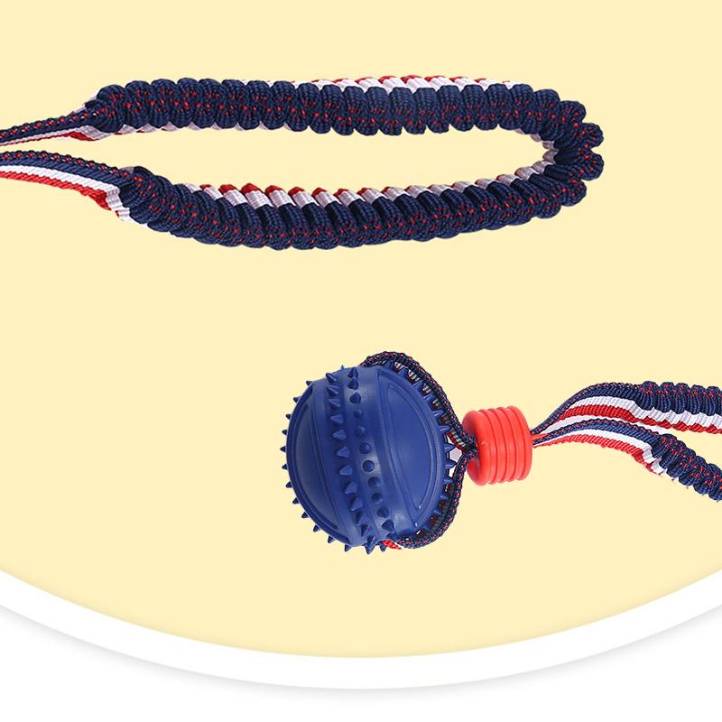 Durable Pet Rugby Ball with Elastic Rope for Bite Training and Teeth Grinding, Suitable for Dogs
