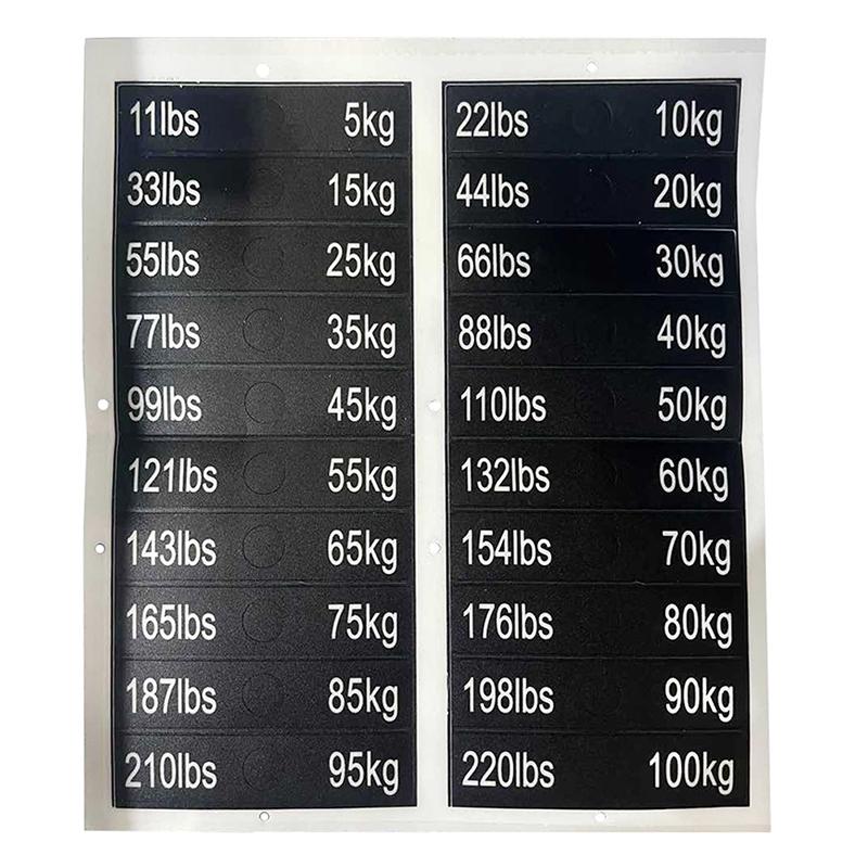 1Sheet Gym Equipment Weight Sticker Labels Power Equipment Label