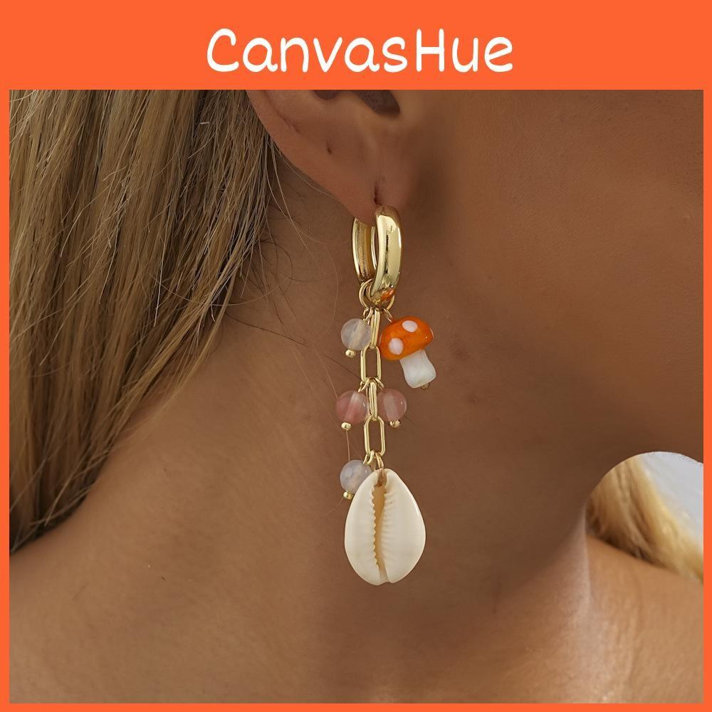 Natural Stone Stylish Shell Mushroom Earrings For Women Street 2023 Fashion